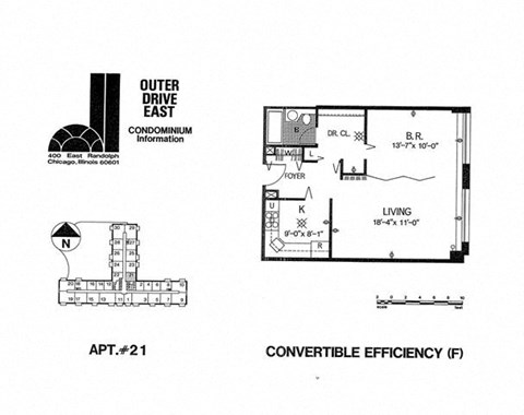 Floor plan for 1 bed, 1 bath